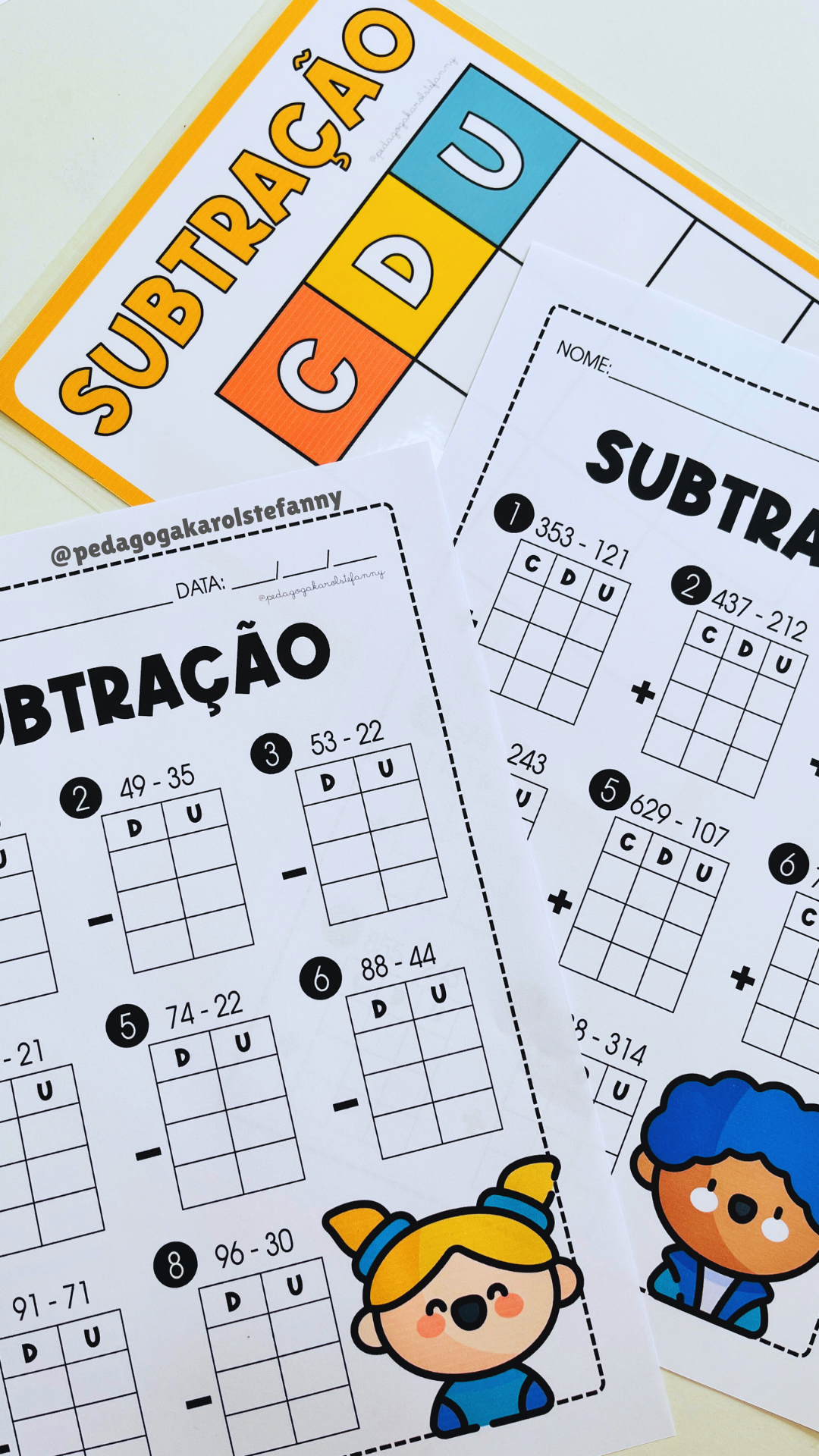 COMBO 81 - Folhinhas de subtração